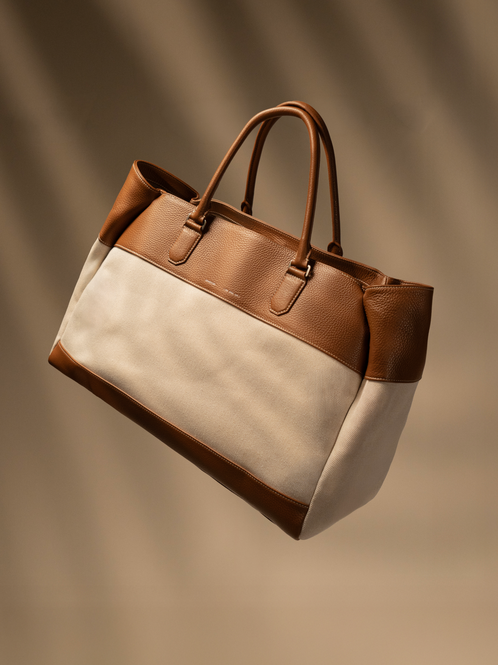La Siesta canvas and brown leather tote
