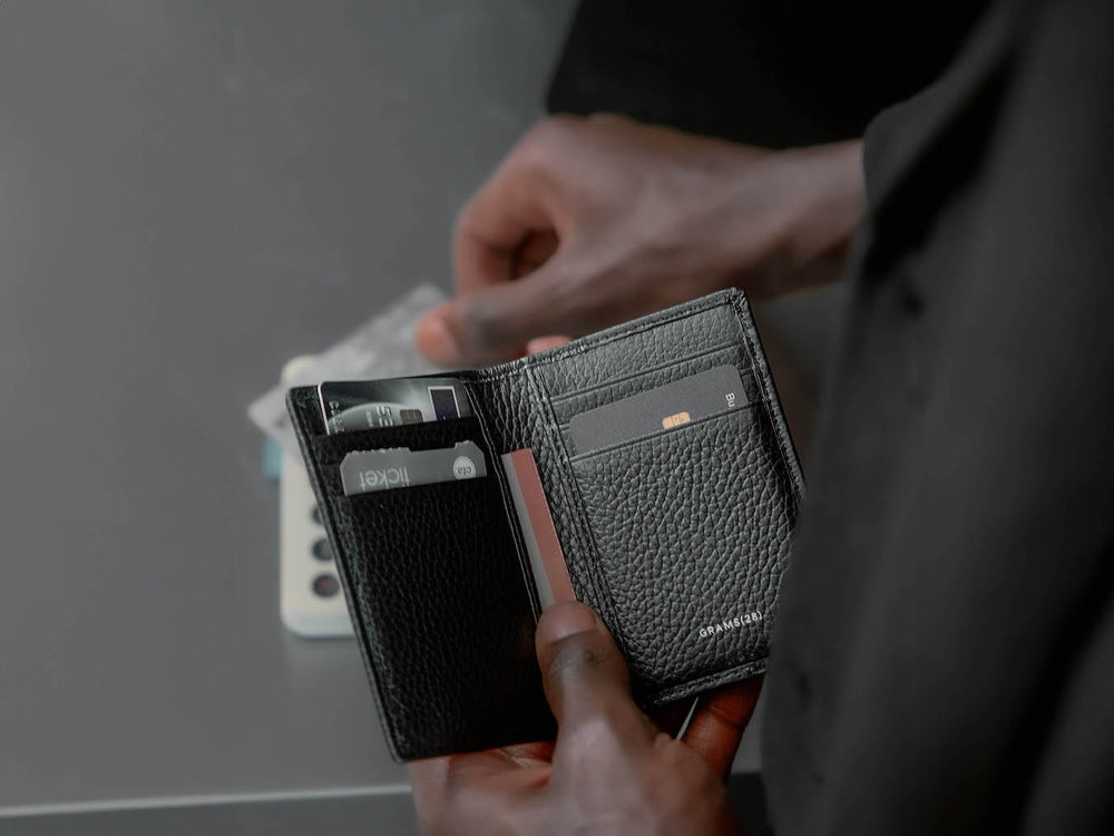 GRAMS(28) รุ่น 104 Fold-Out Wallet - กระเป๋าสตางค์ - สี Pebbled Black 19 GRAMS(28) รุ่น 104 Fold-Out Wallet - กระเป๋าสตางค์ - สี Pebbled Black