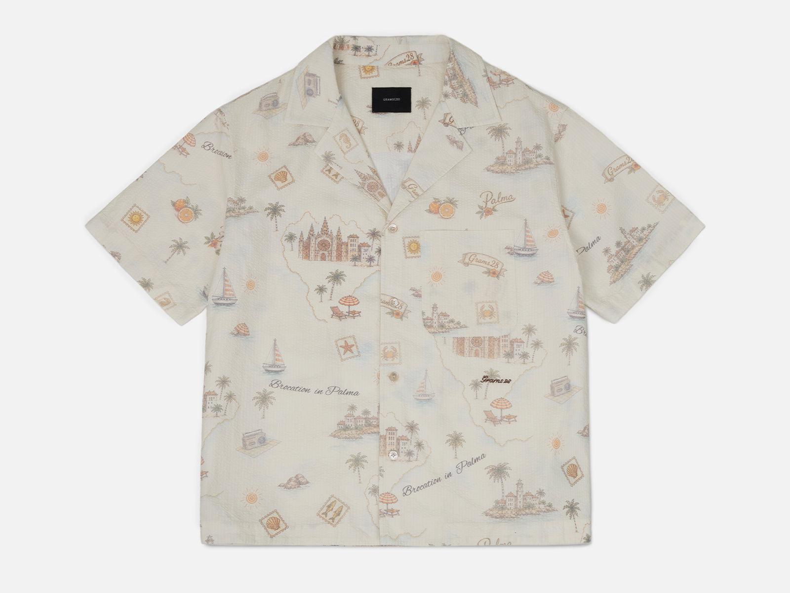 Verano All-Over-Print Seersucker Camp Collar Shirt