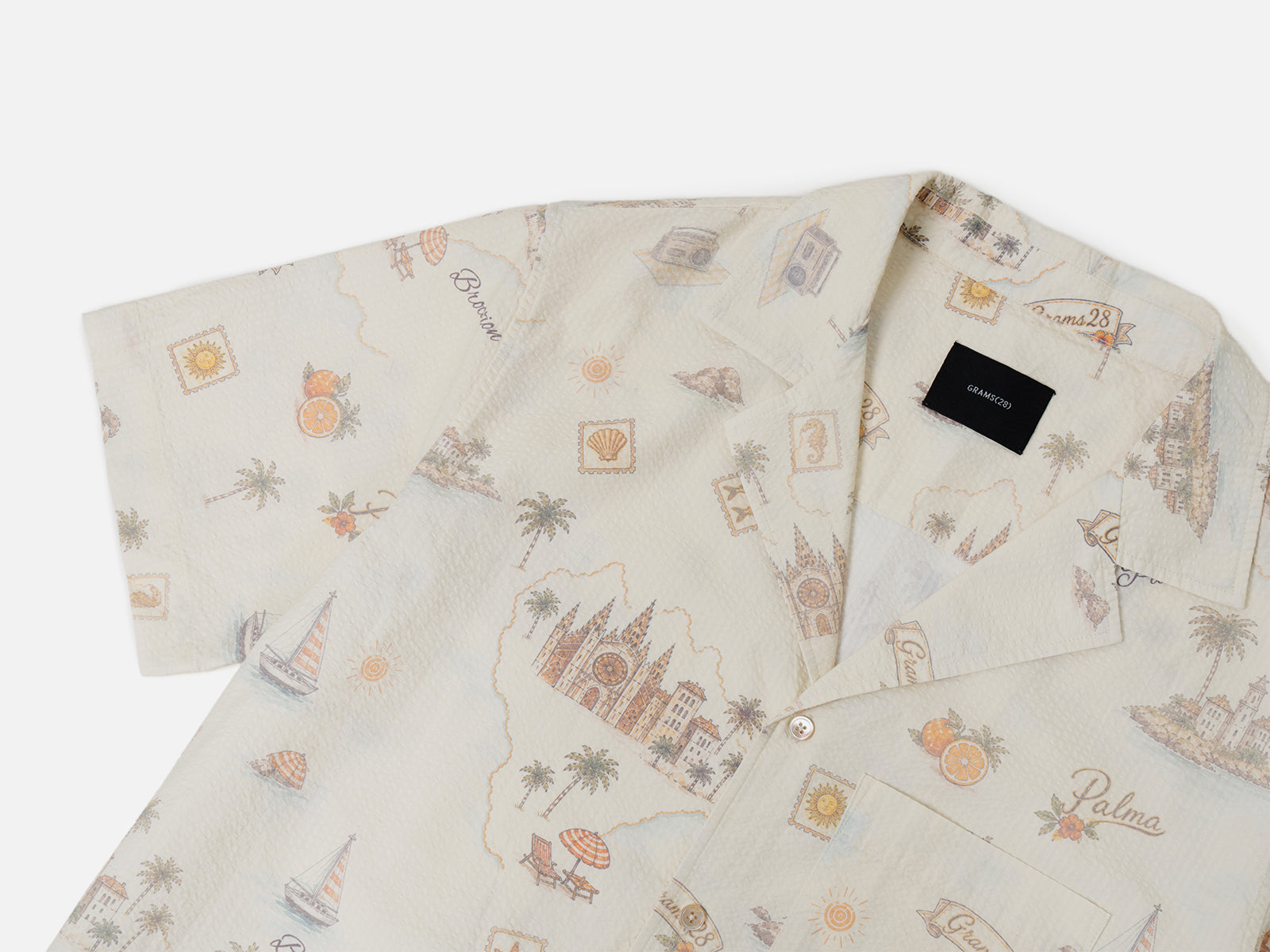 Verano All-Over-Print Seersucker Camp Collar Shirt