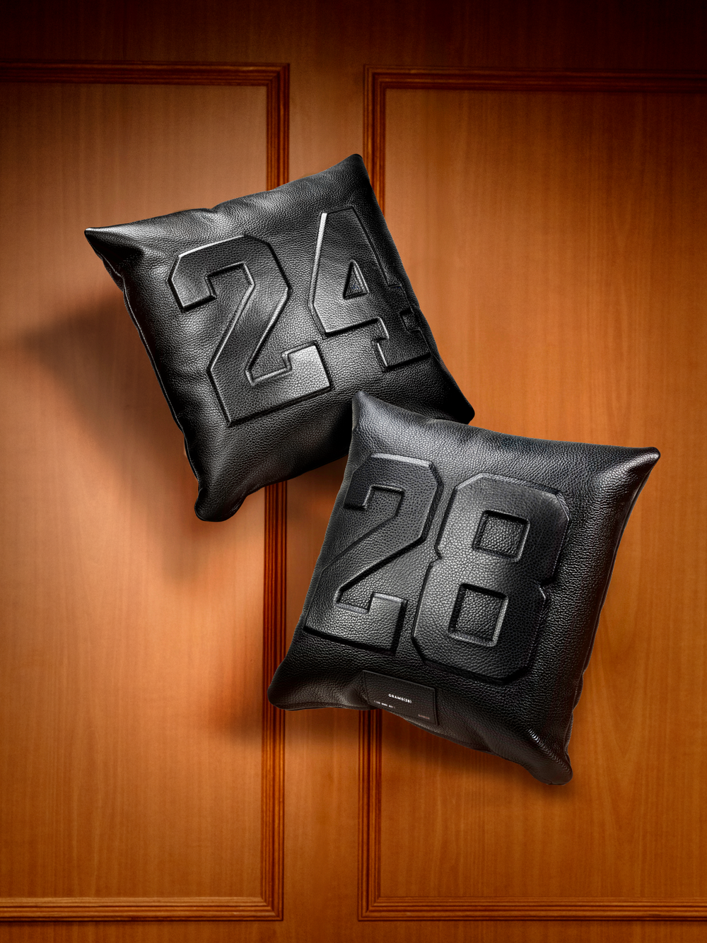 24HERBS x GRAMS28 embossed leather cushions