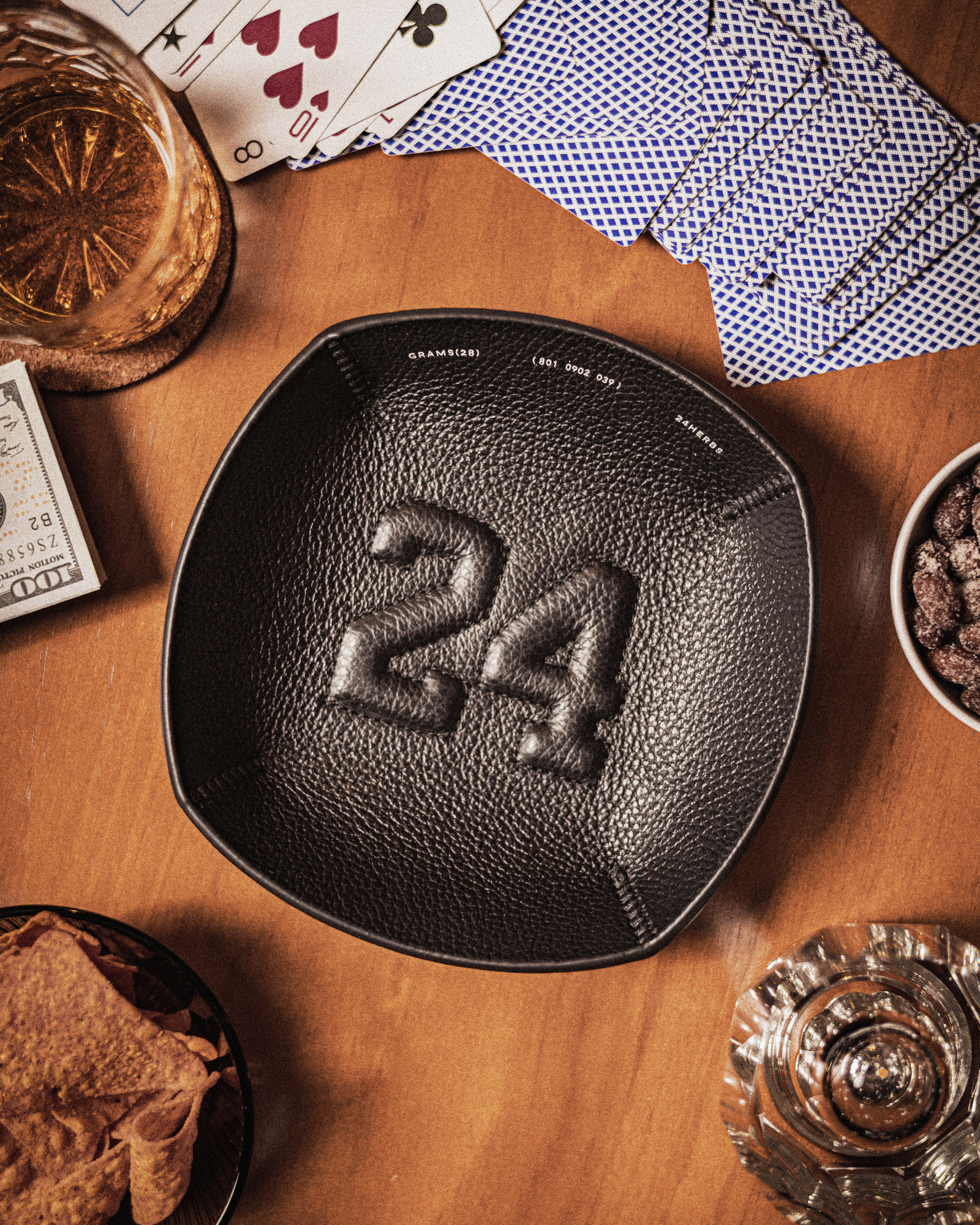 24HERBS 801 Pebbled Leather Tray