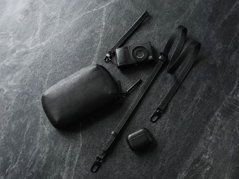 GRAMS28 รุ่น Leather Strap (15mm) - สี Navy Blue Pebbled