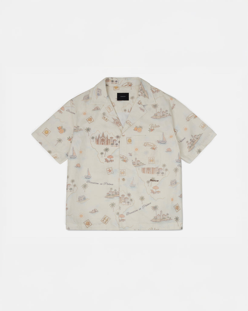 Verano All-Over-Print Seersucker Camp Collar Shirt